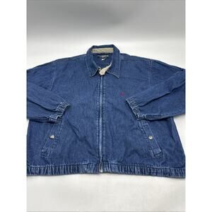 VTG EAGLES RIDGE 19th Hole Men's XL 100% Cotton Full Zip Denim Golf Jacket Blue